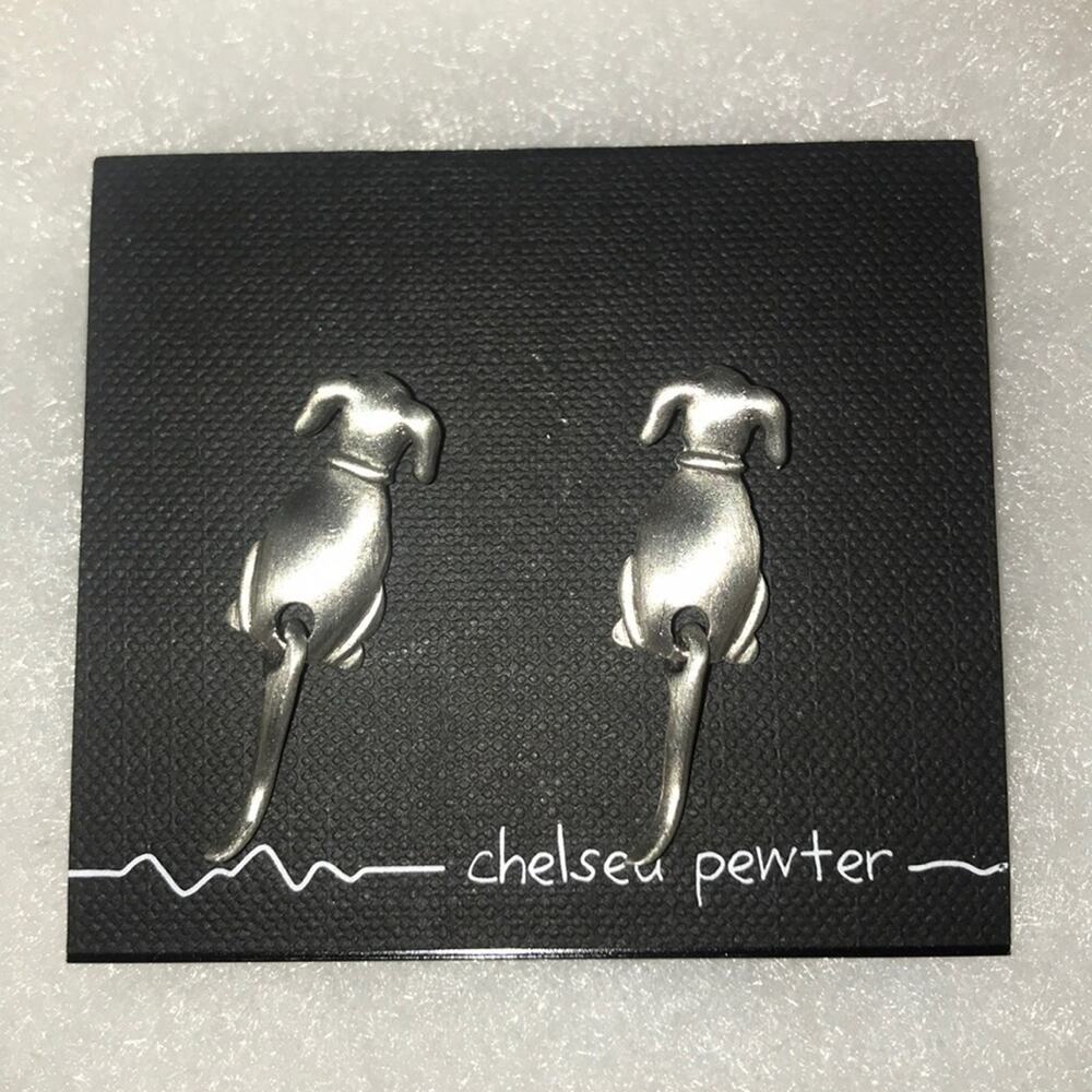 Pewter dog earrings